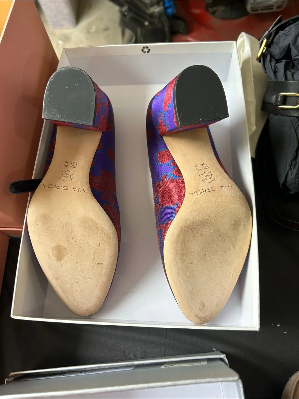 Via Spiga Purple and Pink Floral Mary Jane Pumps